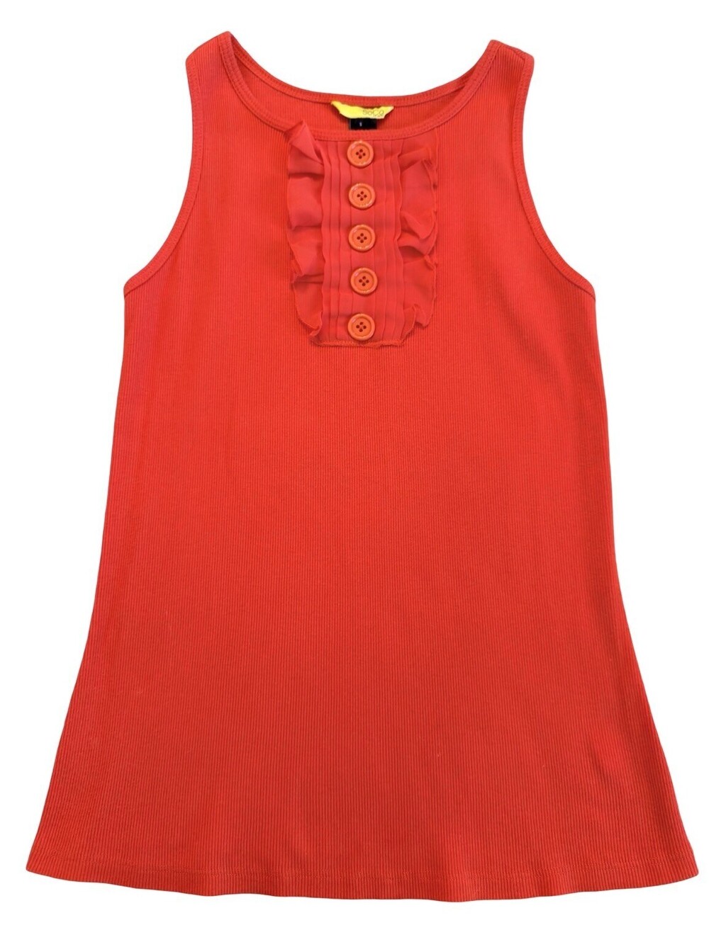 St. John SoCa Ribbed Tank Top Red Ruffle Button Detail Sleeveless Women’s S